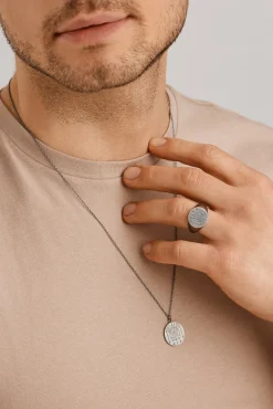 Anhänger mit Kette 925/- Silber matt rund oxidiert Tattoo Motiv 41185156759646