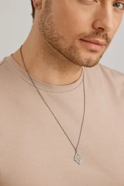 Anhänger mit Kette 925/- Silber matt oxidiert Tattoo Motiv 41185156661342