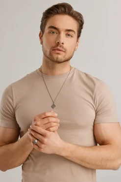 Anhänger mit Kette 925/- Silber matt oxidiert Tattoo Motiv 41185156661342