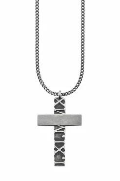 Anhänger mit Kette 925/- Sterling Silber matt-oxidiert Kreuz 41173133262942