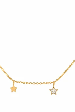 Anhänger mit Kette 925 Sterling Silber gelb vergoldet Sterne Sternschnuppe Zirkonia 41184543899742