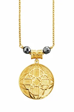 Anhänger mit Kette 925/- Sterling Silber vergoldet Hämatit 41183860523102