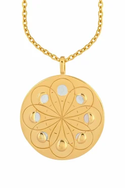 Anhänger mit Kette 925/- Sterling Silber bicolor Mondzyklus Luna 41184535347294