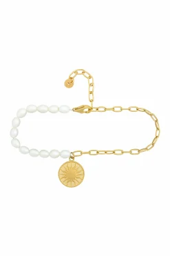 Armband 925 Silber Perlen Münze vergoldet Sonne Mond 41184824688734