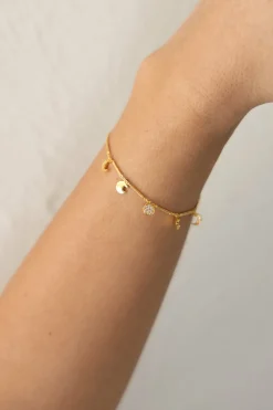 Armband 925 Silber vergoldet Anhänger Mondphasen Zirkonia 41185098399838