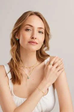 Armband 925 Silber vergoldet Chalcedon Plättchen 41185007927390