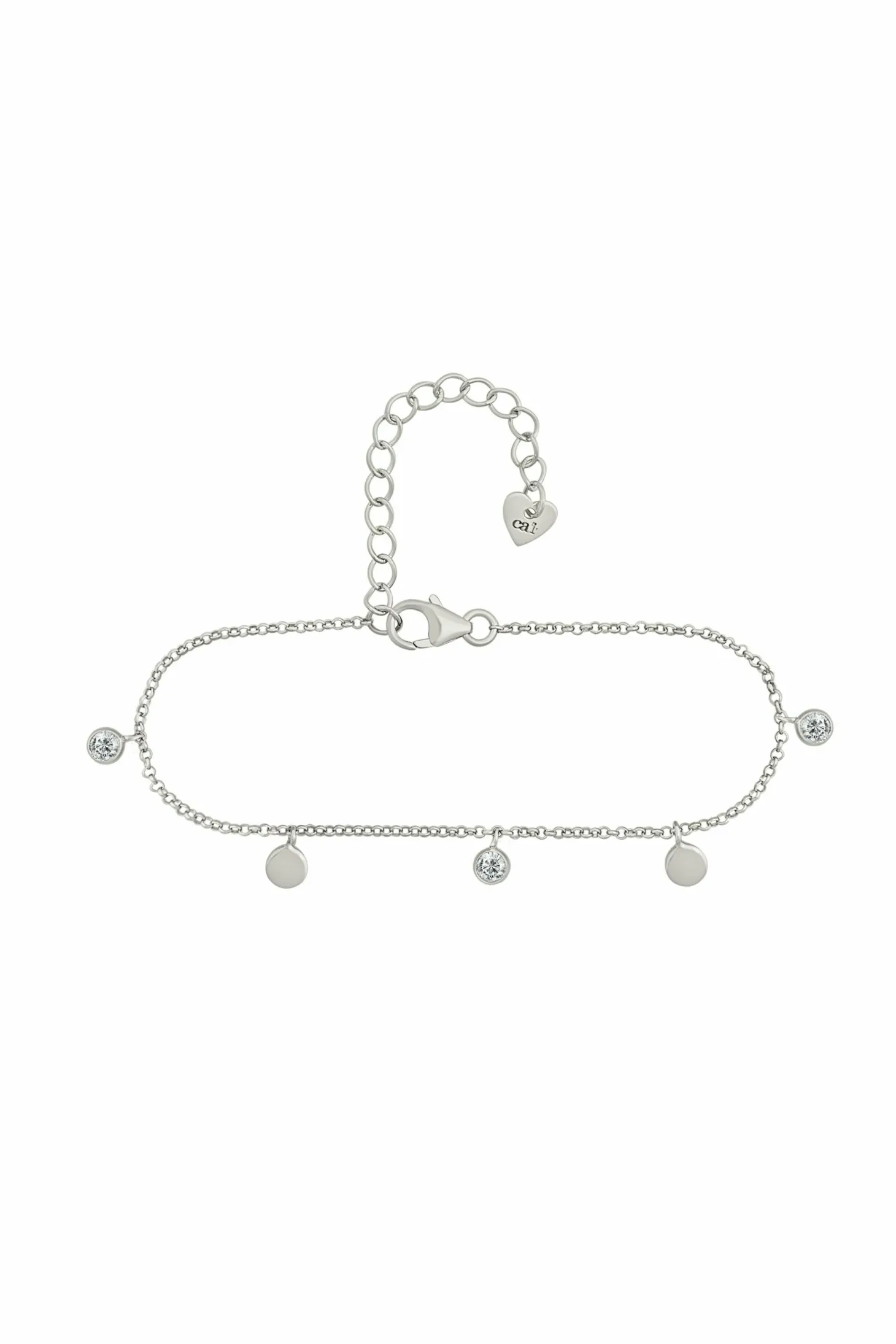 Armband 925/- Sterling Silber rhodiniert Anhänger Plättchen Zirkonia 41184807092318