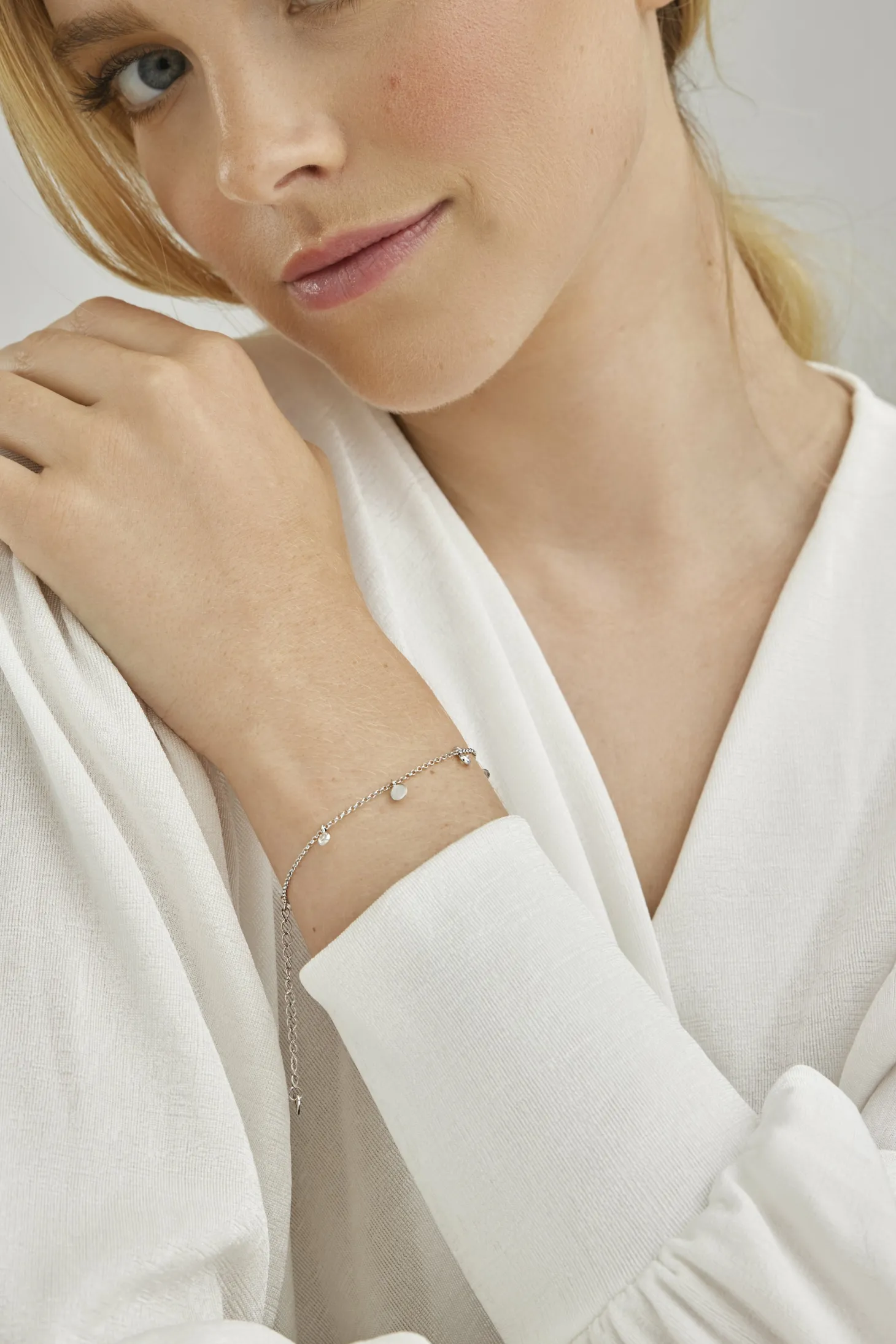 Armband 925/- Sterling Silber rhodiniert Anhänger Plättchen Zirkonia 41184807092318