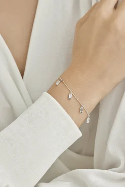 Armband 925/- Sterling Silber rhodiniert Anhänger Zirkonia Baguette 41184799621214