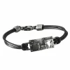 Armband 925/- Sterling Silber Lederband schwarz Bullhead 41184472072286