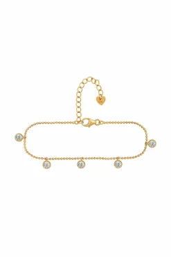 Armband 925/- Sterling Silber vergoldet Anhänger rund Zirkonia 41184806895710