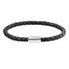 Armband Edelstahl Leder schwarz 23cm 41184440844382