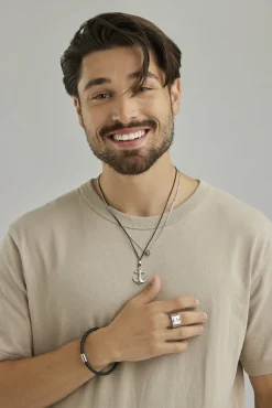 Armband Edelstahl Leder schwarz 23cm 41184440844382