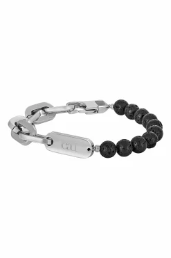 Armband Lavakugeln und Edelstahl Kette schwarz 21cm 41185185333342