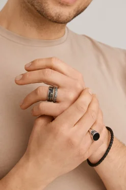 Armband Leder olivenblattgegerbt schwarz Stahl 41185116487774