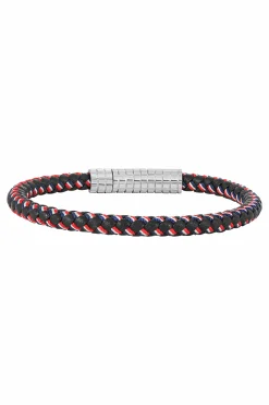 Armband Leder und Textil rot, weiß, blau 21cm 41185185071198