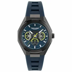 Aston Martin Herren Armbanduhr AML Thrill MTRI1F501 Schwarz Blau 42 mm Silikon