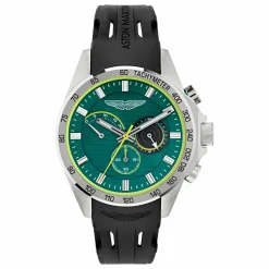 Aston Martin AML Thrill MTRH1F502 Herren Chronograph Armbanduhr Edelstahl Silikon Grün 44 mm