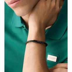 ASTON MARTIN Armband Herren AML THRILL Lederband Edelstahl Schwarz/IP Gun MJRIF5BU1