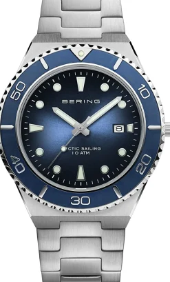 Bering Damen Analoguhr Blau Silber 18940-707