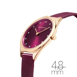 Bering Damen Armbanduhr Ultra Slim 31 mm 3 ATM Saphirglas Slim Design Armband Milanaise 17031-969