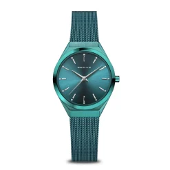 Bering Damen Armbanduhr Ultra Slim 29 mm 3 ATM Saphirglas SWAROVSKI ELEMENTS Slim Design Armband Milanaise 18729-888