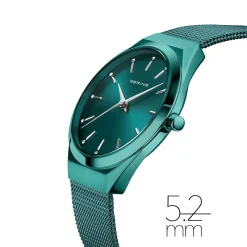 Bering Damen Armbanduhr Ultra Slim 29 mm 3 ATM Saphirglas SWAROVSKI ELEMENTS Slim Design Armband Milanaise 18729-888