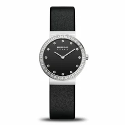 Bering Damen Armbanduhr Ceramic 29 mm Armband Leder Keramik 10729-443