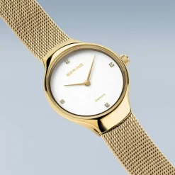 Bering Damen Armbanduhr gold, weiß Classic 13326-334