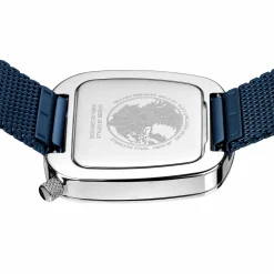 Bering Damen Quarz Armbanduhr Edelstahl Silber-Blau Milanaise Armband 18034-307