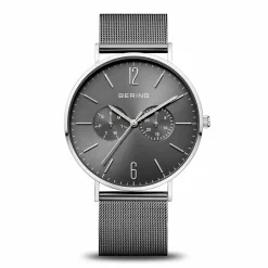 Bering Herren Armbanduhr Classic Edelstahl Milanaiseband Grau 14240-308