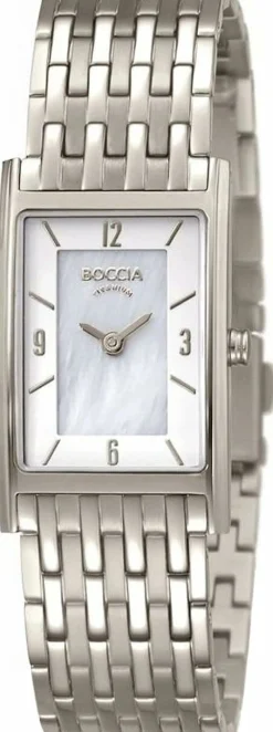 Boccia Damen Analoguhr Style mit Zifferblatt Perlmuttfarben Silber 3212-07
