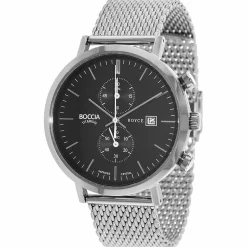 Boccia Herren Chronograph Quarz Uhr mit Edelstahl Armband 3752-02