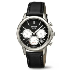 Boccia Herren Chronographen Lederarmband Schwarz 3742-01