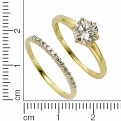 Celesta Gold 375/- Gelbgold Zirkonia Ring-Set 41679080325214