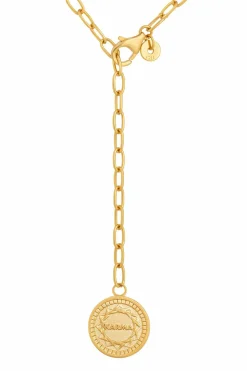 Collier 925 Silber Kette Y-Kette vergoldet Münze Sonne Karma 41184820723806