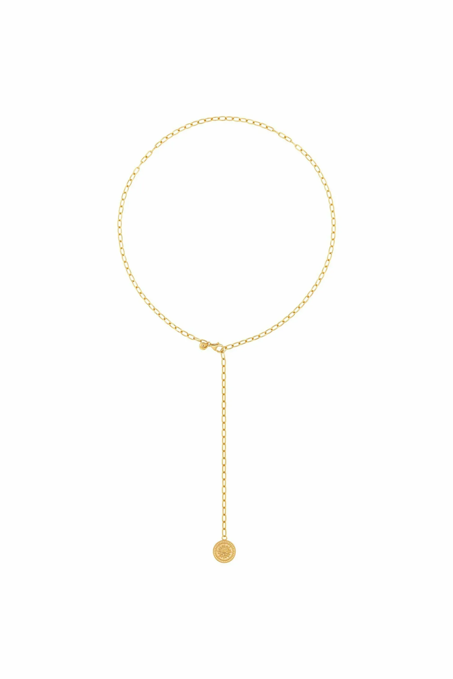 Collier 925 Silber Kette Y-Kette vergoldet Münze Sonne Karma 41184820723806