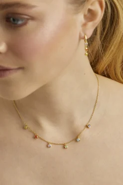 Collier 925 Silber vergoldet Anhänger Zirkonia Rainbow 41185026932830