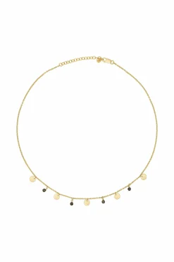 Collier 925 Silber vergoldet Hämatit Plättchen 41185002750046