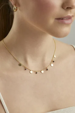 Collier 925 Silber vergoldet Hämatit Plättchen 41185002750046