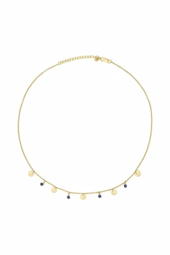 Collier 925 Silber vergoldet Lapislazuli Plättchen 41185004748894