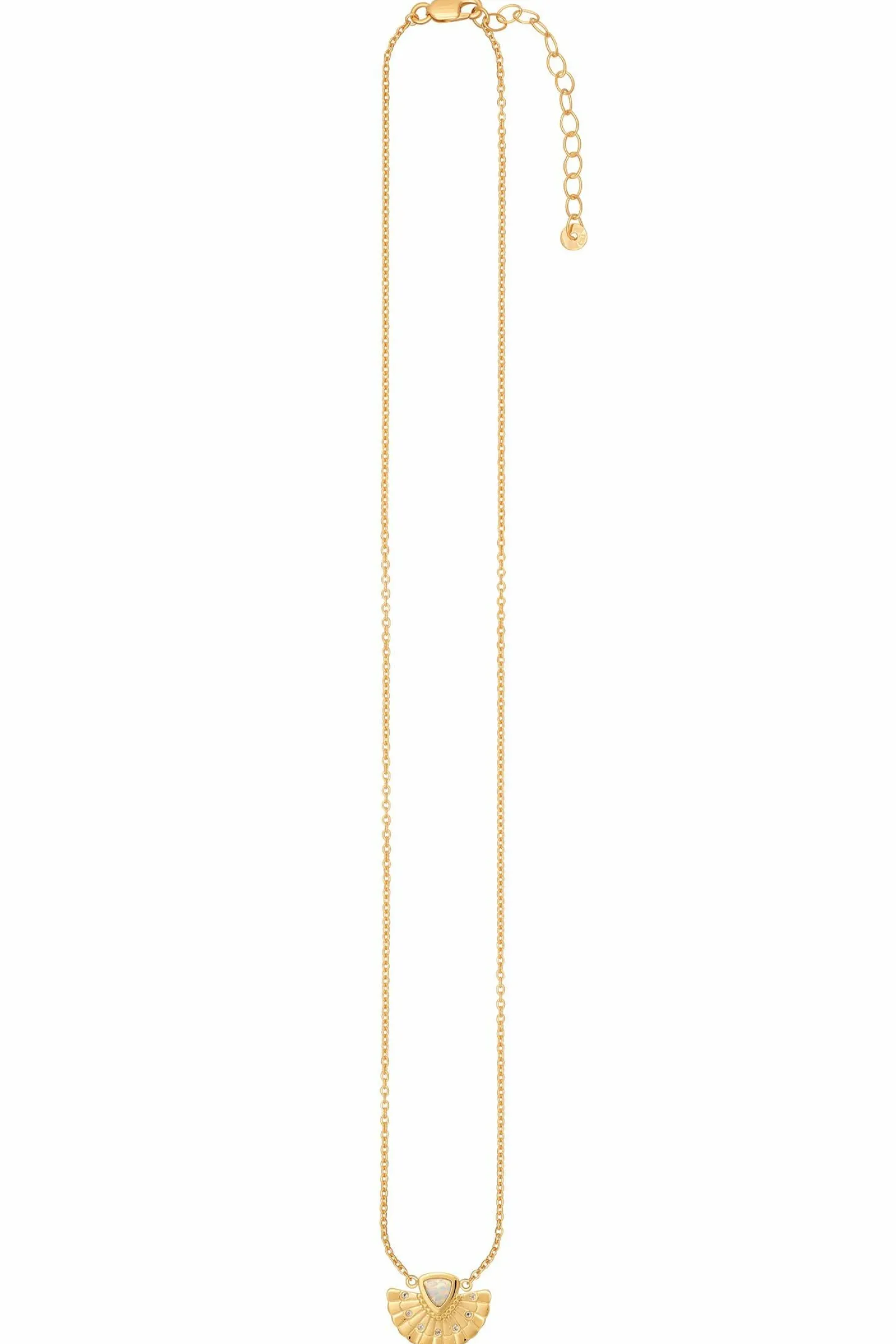 Collier 925 Silber vergoldet Fächer Anhänger mit Opal & Weißtopas 41185220919390