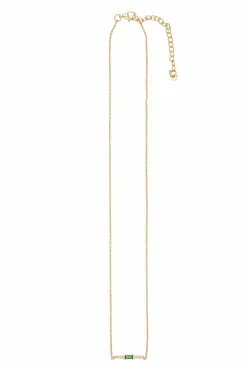 Collier 925 Silber vergoldet grüner Glasstein und Zirkonia 41185180745822