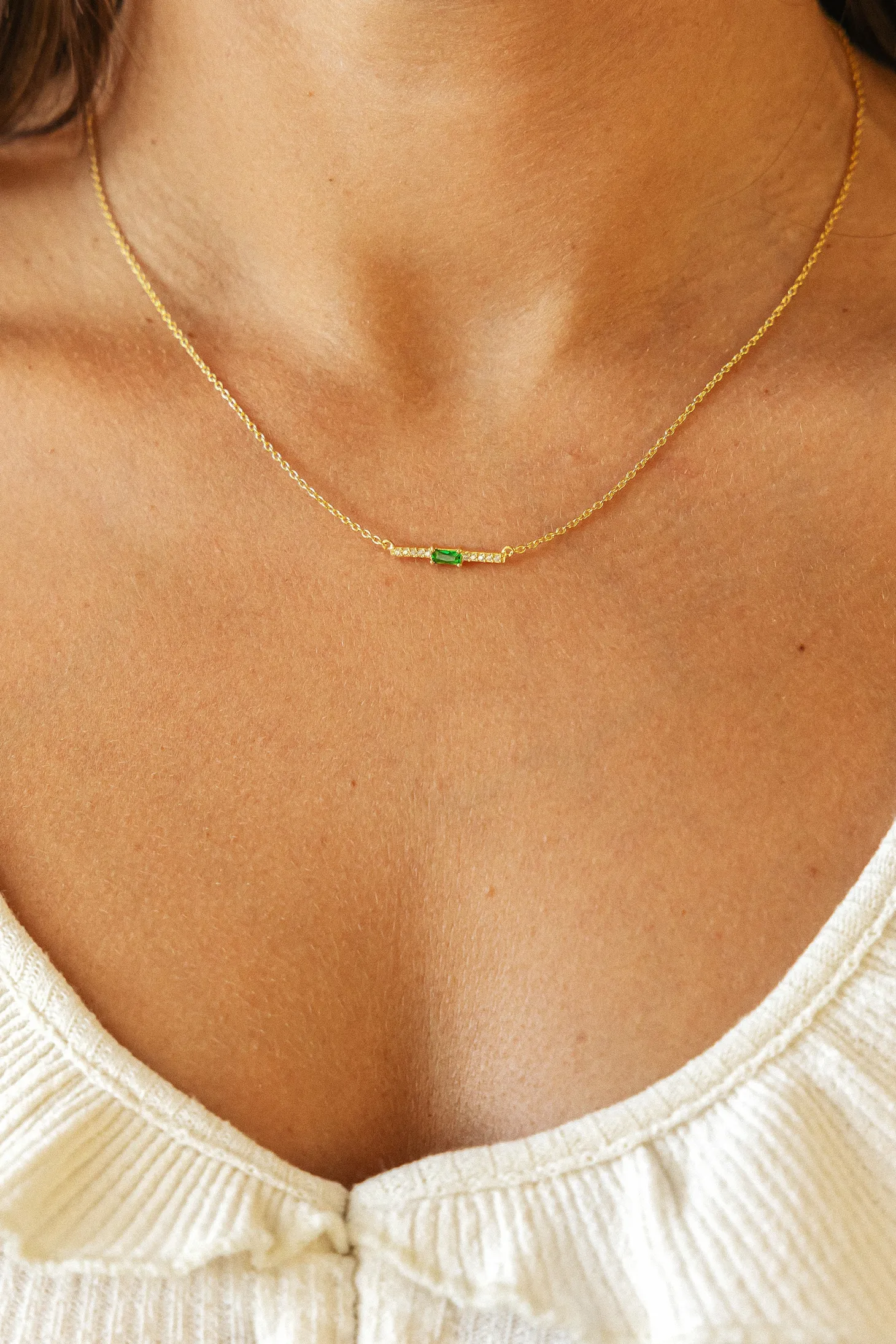 Collier 925 Silber vergoldet grüner Glasstein und Zirkonia 41185180745822