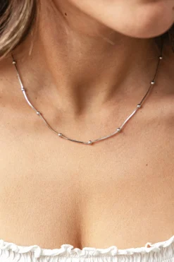 Collier 925/- Sterling Silber Schlangenkette vierseitig diamantiert mit Kugeln rhodiniert 41184786448478