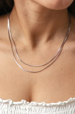 Collier 925/- Sterling Silber Venezianer Kette rhodiniert zweireihig 41184676806750