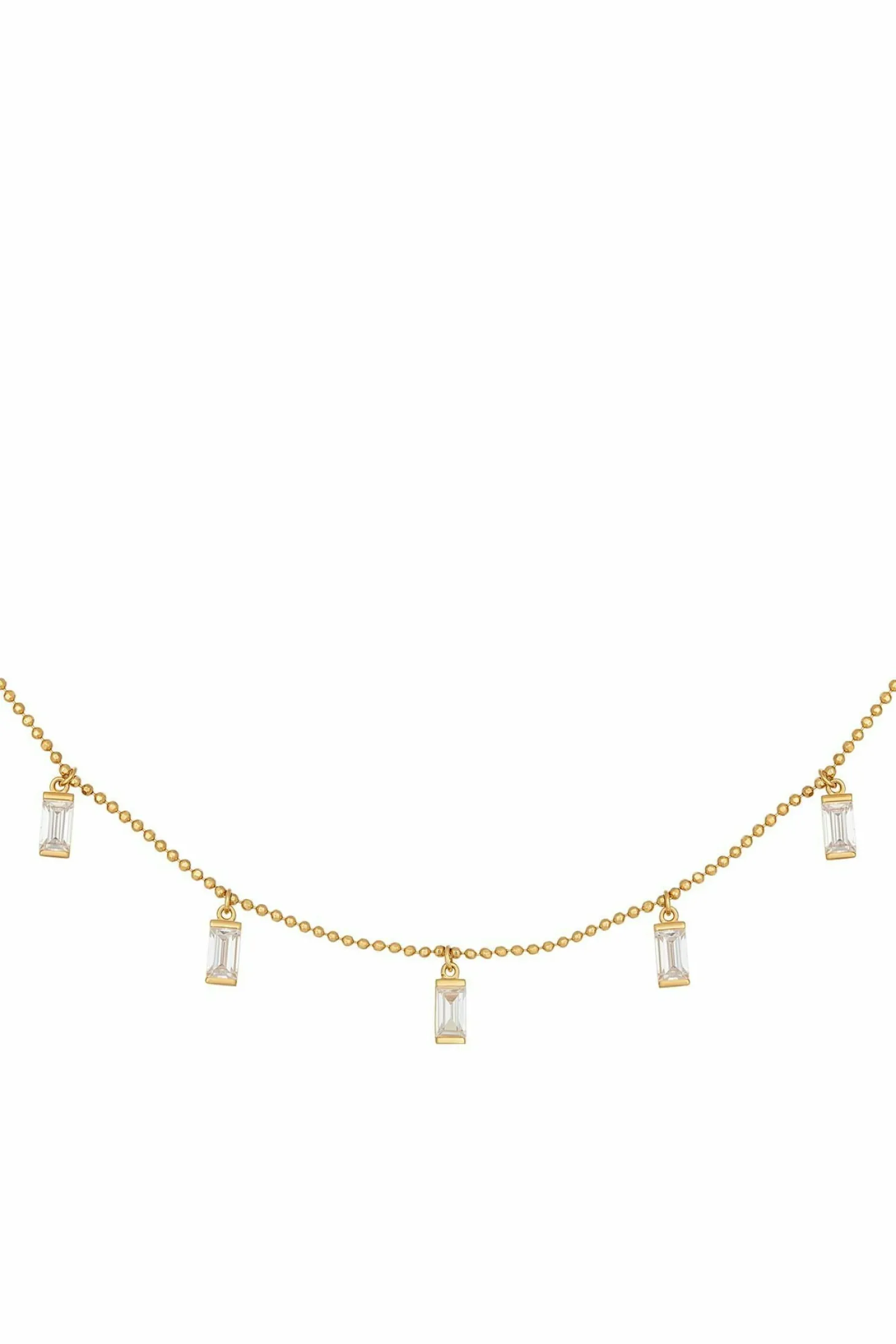 Collier 925/- Sterling Silber vergoldet Anhänger Zirkonia Baguette 41184796639326