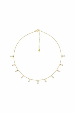 Collier 925/- Sterling Silber vergoldet Anhänger Zirkonia Baguette 41184796639326