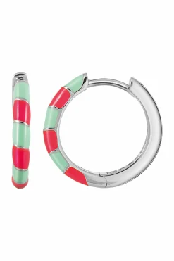 Creole 925 Silber rhodiniert Email in pink und türkis 41185186349150