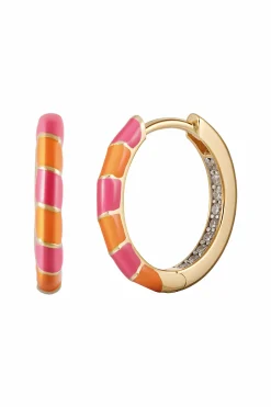 Creole 925 Silber vergoldet Email in pink und orange 41185185955934